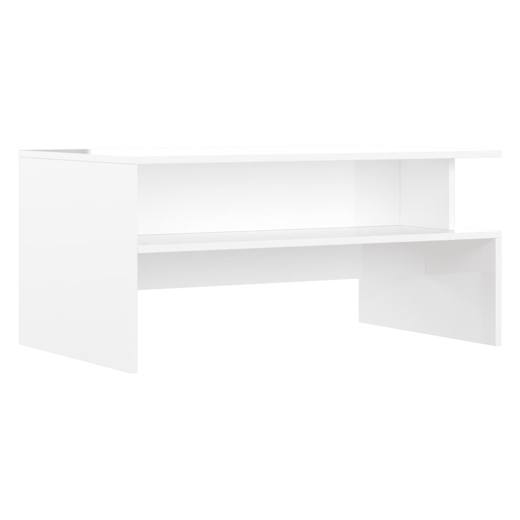 Table basse blanc brillant 90x55x42,5 cm bois d’ingénierie - Tables basses
