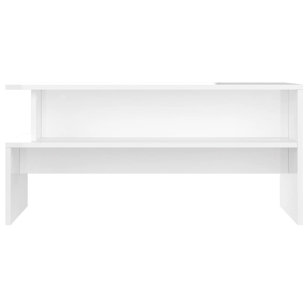 Table basse blanc brillant 90x55x42,5 cm bois d’ingénierie - Tables basses