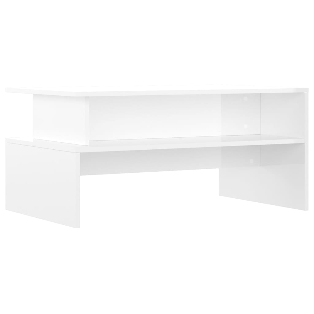 Table basse blanc brillant 90x55x42,5 cm bois d’ingénierie - Tables basses