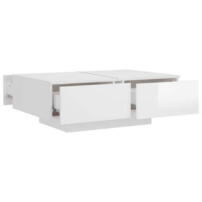Table basse Blanc brillant 90x60x31 cm Bois d’ingénierie - Tables basses