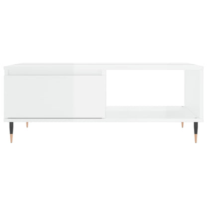 Table basse blanc brillant 90x60x35 cm bois d’ingénierie - Tables basses