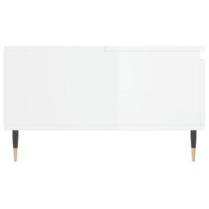 Table basse blanc brillant 90x60x35 cm bois d’ingénierie - Tables basses