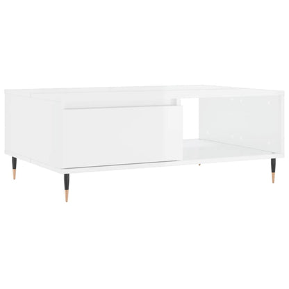 Table basse blanc brillant 90x60x35 cm bois d’ingénierie - Tables basses
