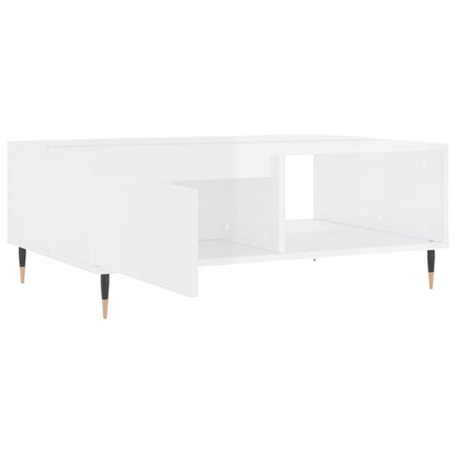 Table basse blanc brillant 90x60x35 cm bois d’ingénierie - Tables basses