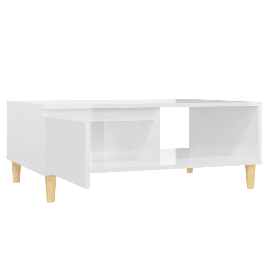 Table basse blanc brillant 90x60x35 cm bois d’ingénierie - Tables basses
