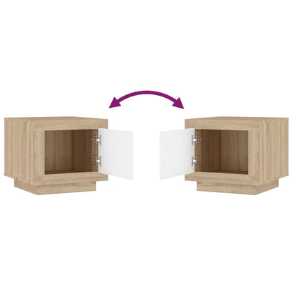 Table basse blanc et chêne sonoma 51x50x45 cm bois d’ingénierie - Tables basses