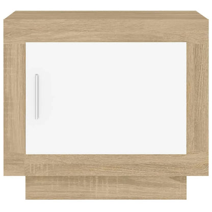 Table basse blanc et chêne sonoma 51x50x45 cm bois d’ingénierie - Tables basses