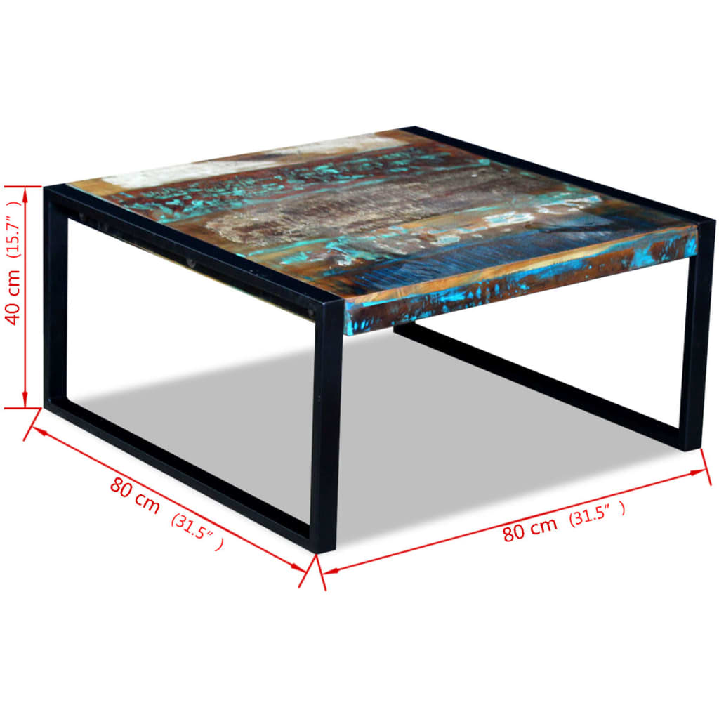 Table basse Bois de récupération massif 80x80x40 cm - Tables basses