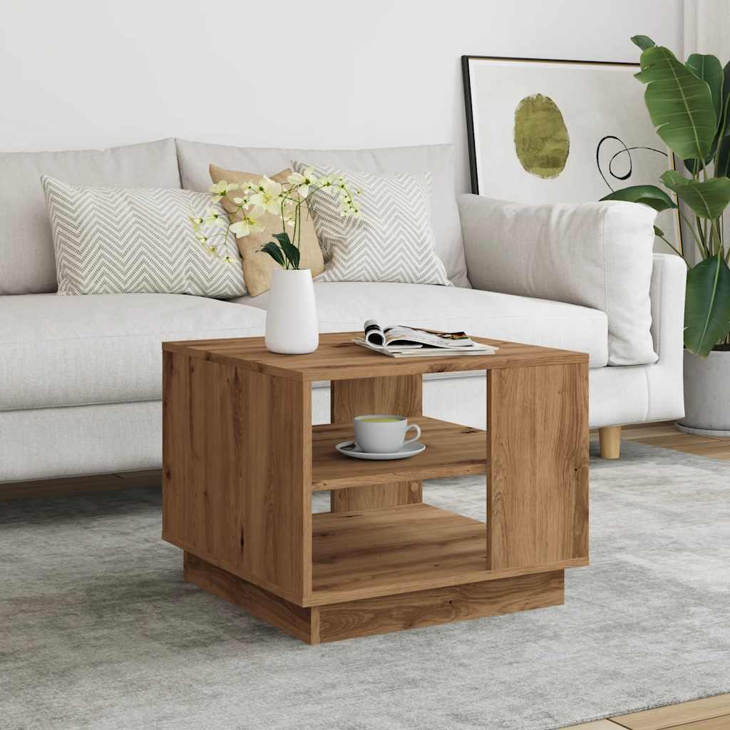 Table basse chêne artisanal 55x55x42 cm bois d’ingénierie - Tables basses