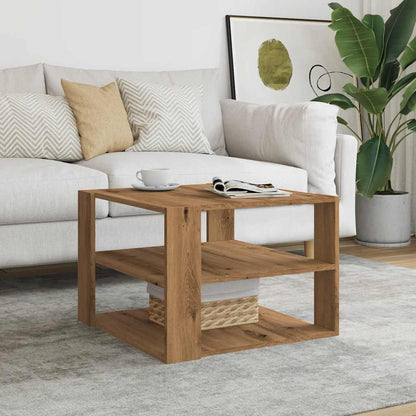 Table basse chêne artisanal 58x58x40 cm bois d’ingénierie - Tables basses