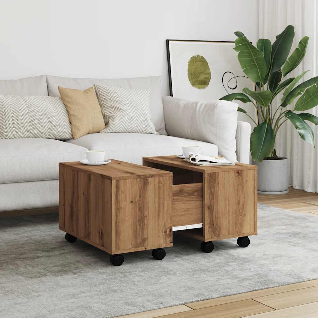 Table basse chêne artisanal 60x60x38 cm bois d’ingénierie - Tables basses