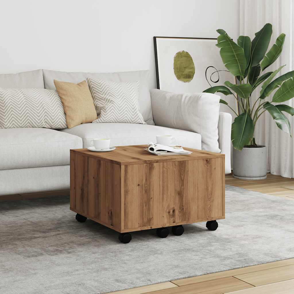 Table basse chêne artisanal 60x60x38 cm bois d’ingénierie - Tables basses