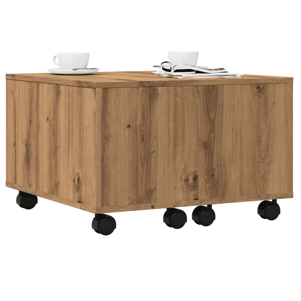 Table basse chêne artisanal 60x60x38 cm bois d’ingénierie - Tables basses