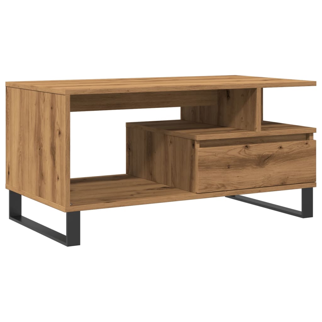 Table basse chêne artisanal 90x49x45 cm bois d’ingénierie - Tables basses