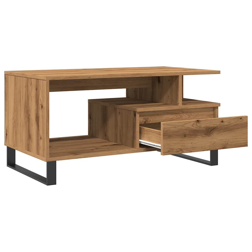 Table basse chêne artisanal 90x49x45 cm bois d’ingénierie - Tables basses