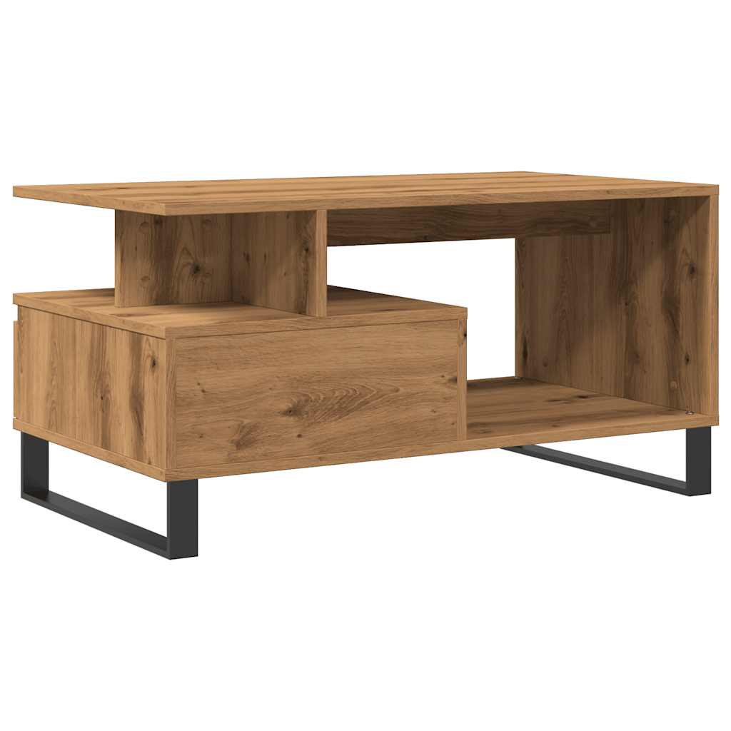Table basse chêne artisanal 90x49x45 cm bois d’ingénierie - Tables basses