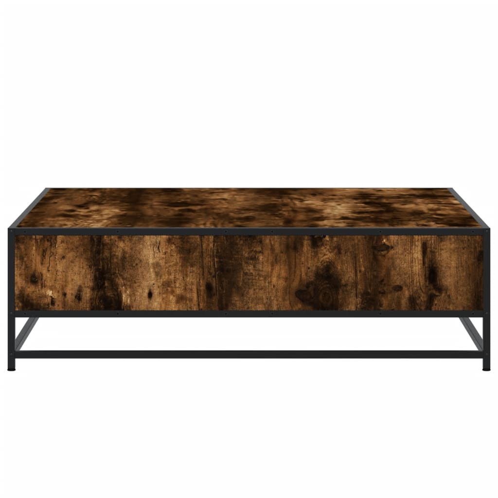 Table basse chêne fumé 100x100x30 cm bois d’ingénierie et métal - Tables basses