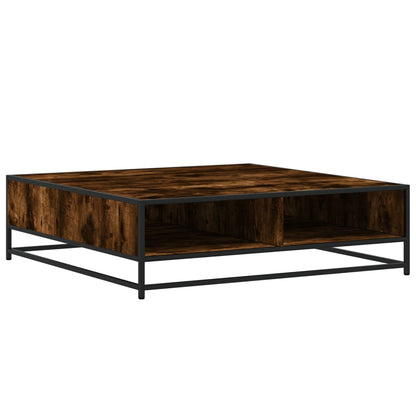 Table basse chêne fumé 100x100x30 cm bois d’ingénierie et métal - Tables basses