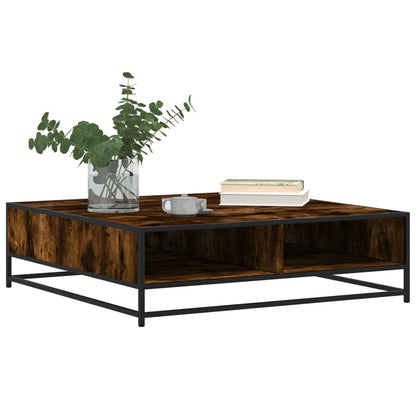 Table basse chêne fumé 100x100x30 cm bois d’ingénierie et métal - Tables basses