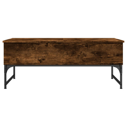 Table basse chêne fumé 100x50x40 cm bois d’ingénierie et métal - Tables basses