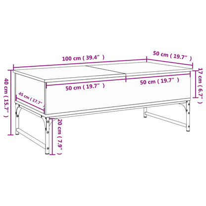 Table basse chêne fumé 100x50x40 cm bois d’ingénierie et métal - Tables basses