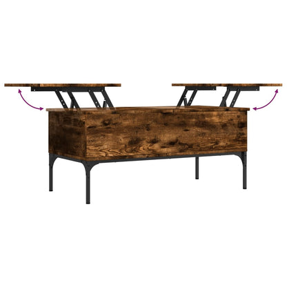 Table basse chêne fumé 100x50x45 cm bois d’ingénierie et métal - Tables basses