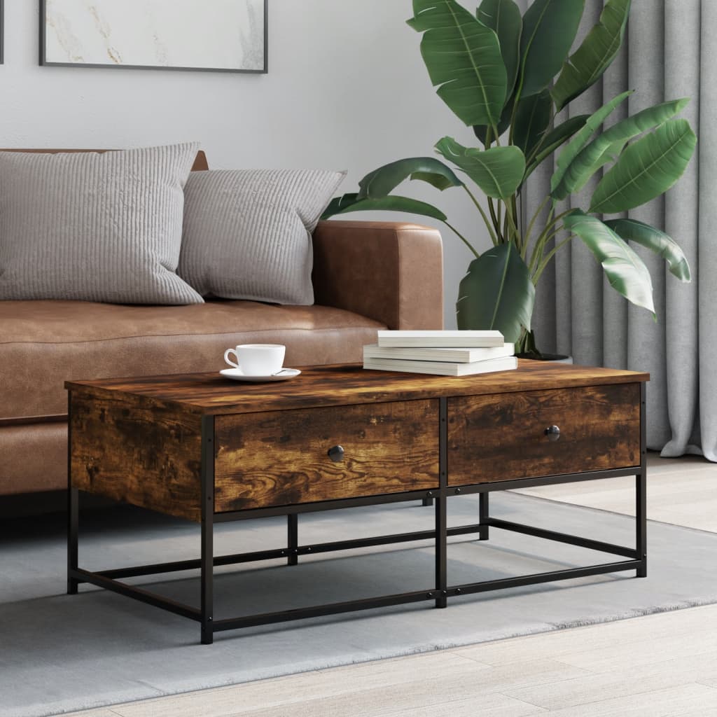 Table basse chêne fumé 100x51x40 cm bois d’ingénierie - Tables basses