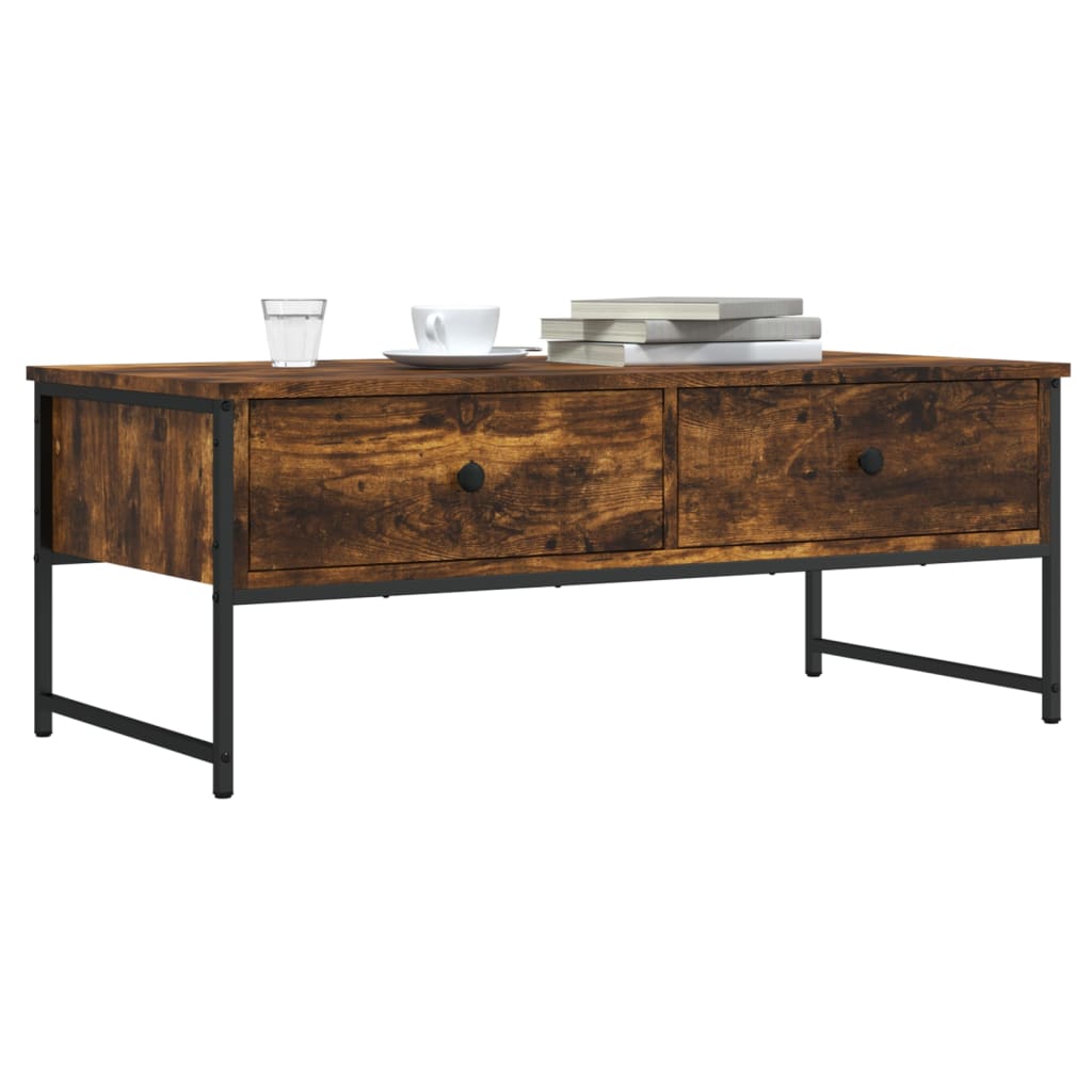 Table basse chêne fumé 101x49x39,5 cm bois d’ingénierie - Tables basses