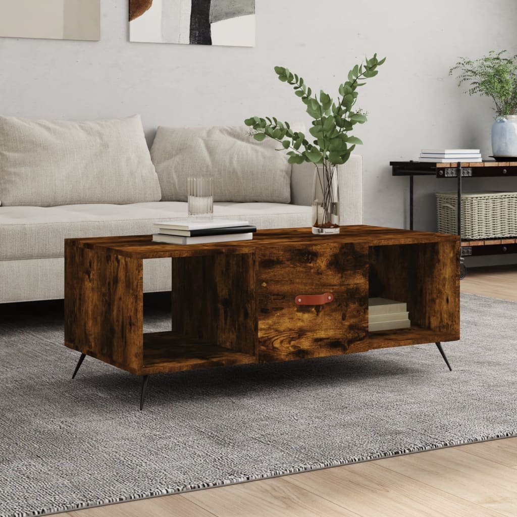 Table basse chêne fumé 102x50x40 cm bois d’ingénierie - Tables basses