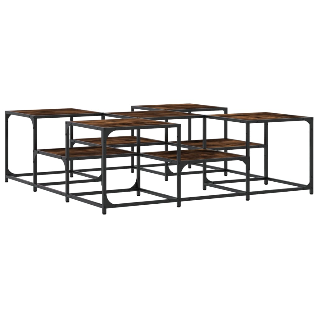 Table basse chêne fumé 121x121x40 cm bois d’ingénierie - Tables basses