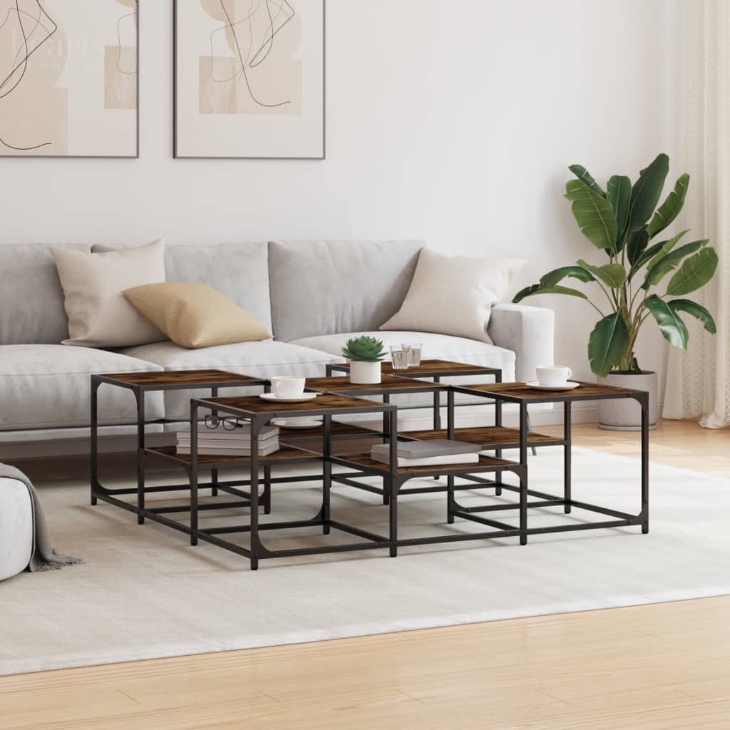 Table basse chêne fumé 121x121x40 cm bois d’ingénierie - Tables basses