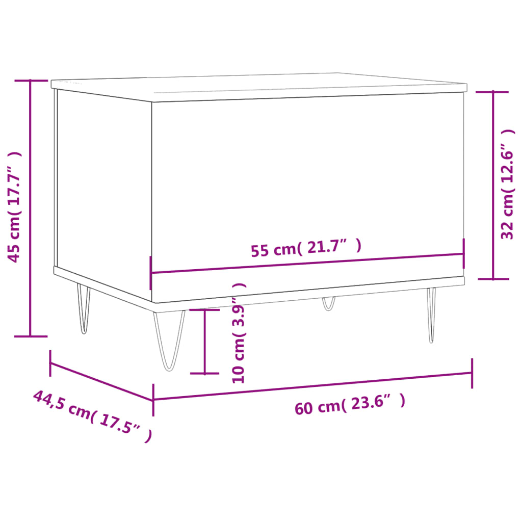 Table basse Chêne fumé 60x44,5x45 cm Bois d’ingénierie - Tables basses