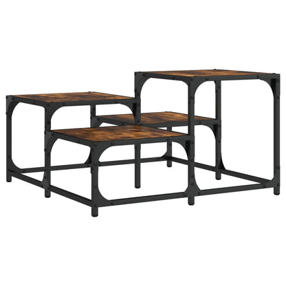 Table basse chêne fumé 68x68x40 cm bois d’ingénierie - Tables basses