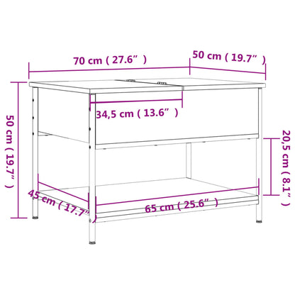 Table basse chêne fumé 70x50x50 cm bois d’ingénierie et métal - Tables basses