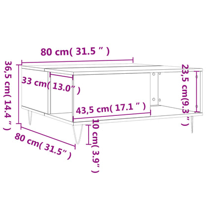 Table basse chêne fumé 80x80x36,5 cm bois d’ingénierie - Tables basses
