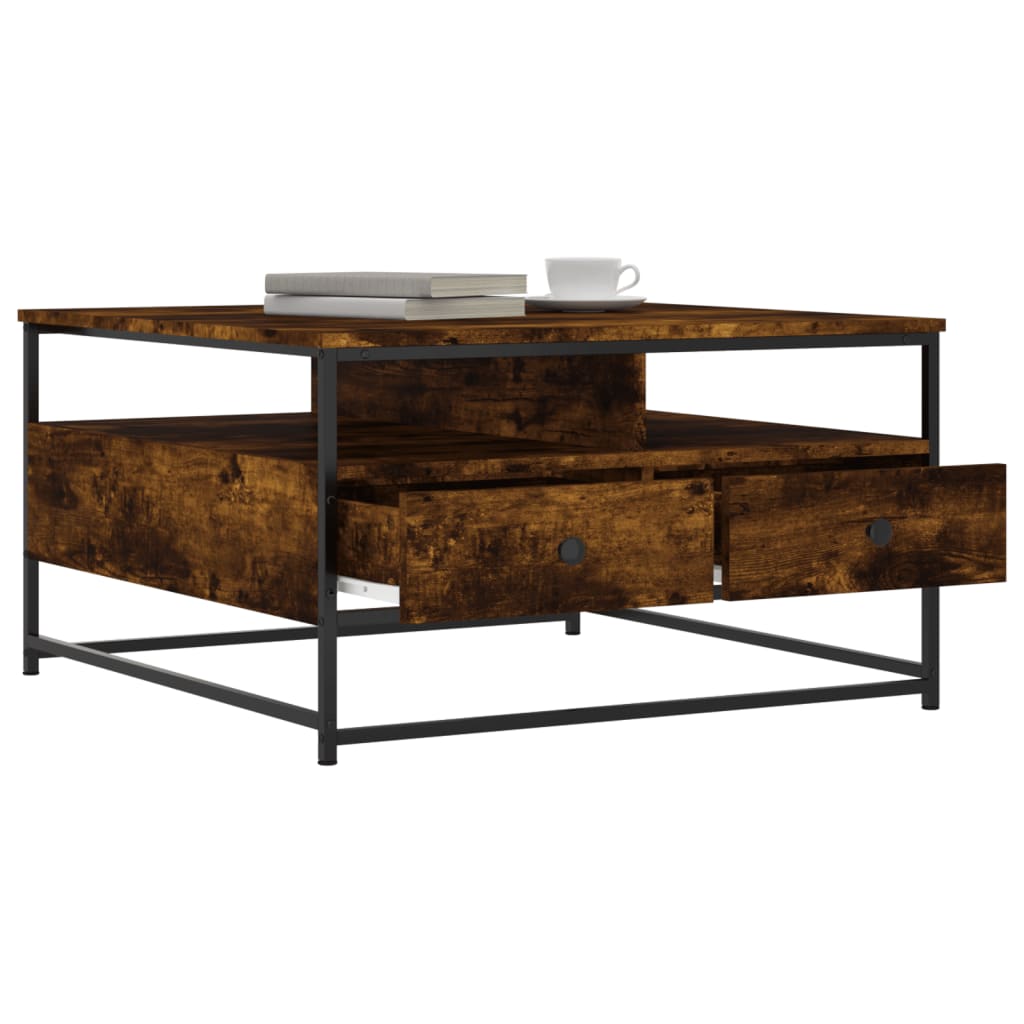 Table basse chêne fumé 80x80x45 cm bois d’ingénierie - Tables basses
