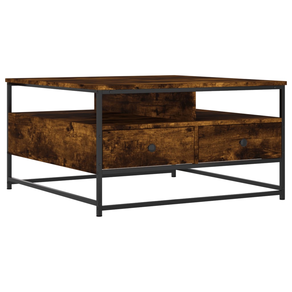 Table basse chêne fumé 80x80x45 cm bois d’ingénierie - Tables basses