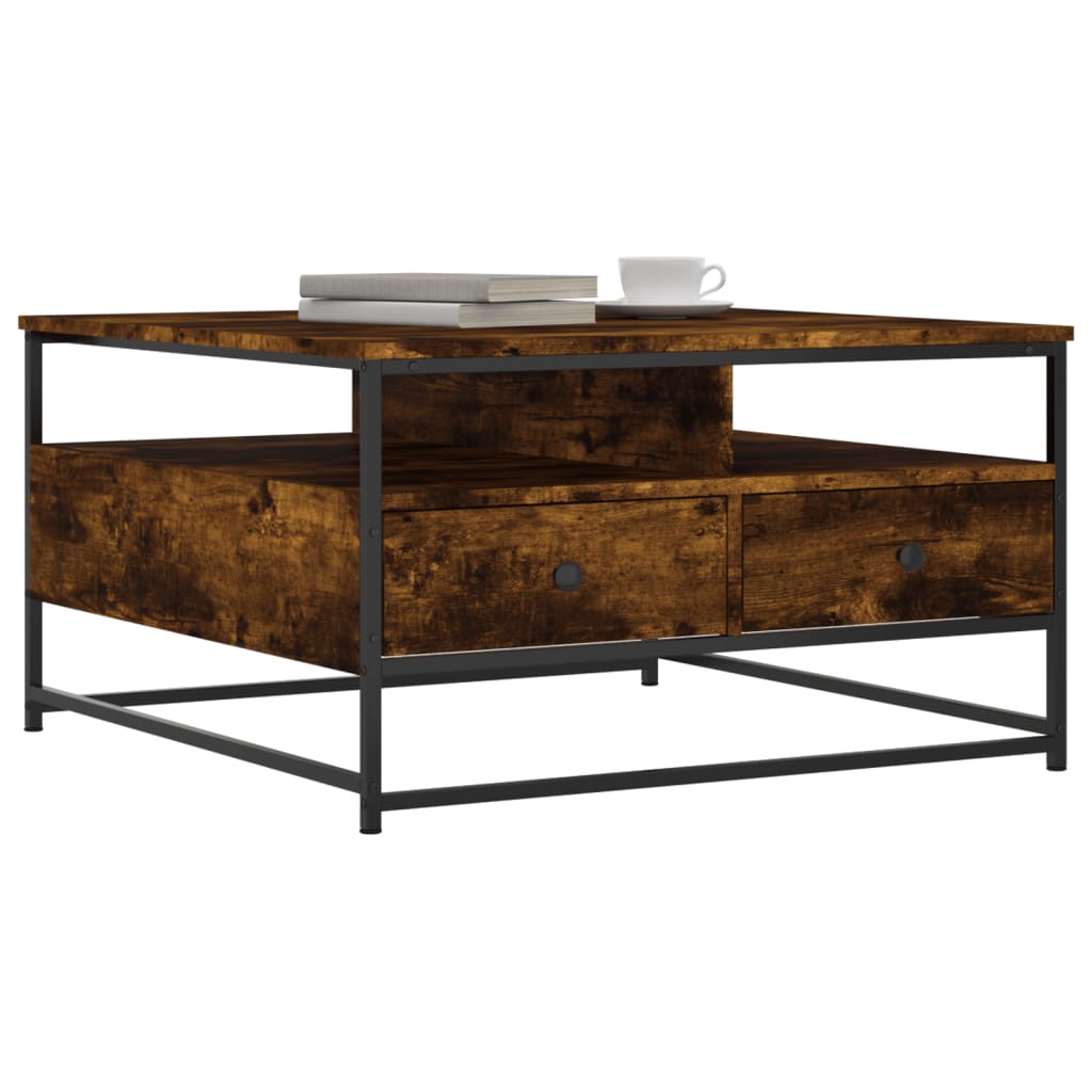 Table basse chêne fumé 80x80x45 cm bois d’ingénierie - Tables basses