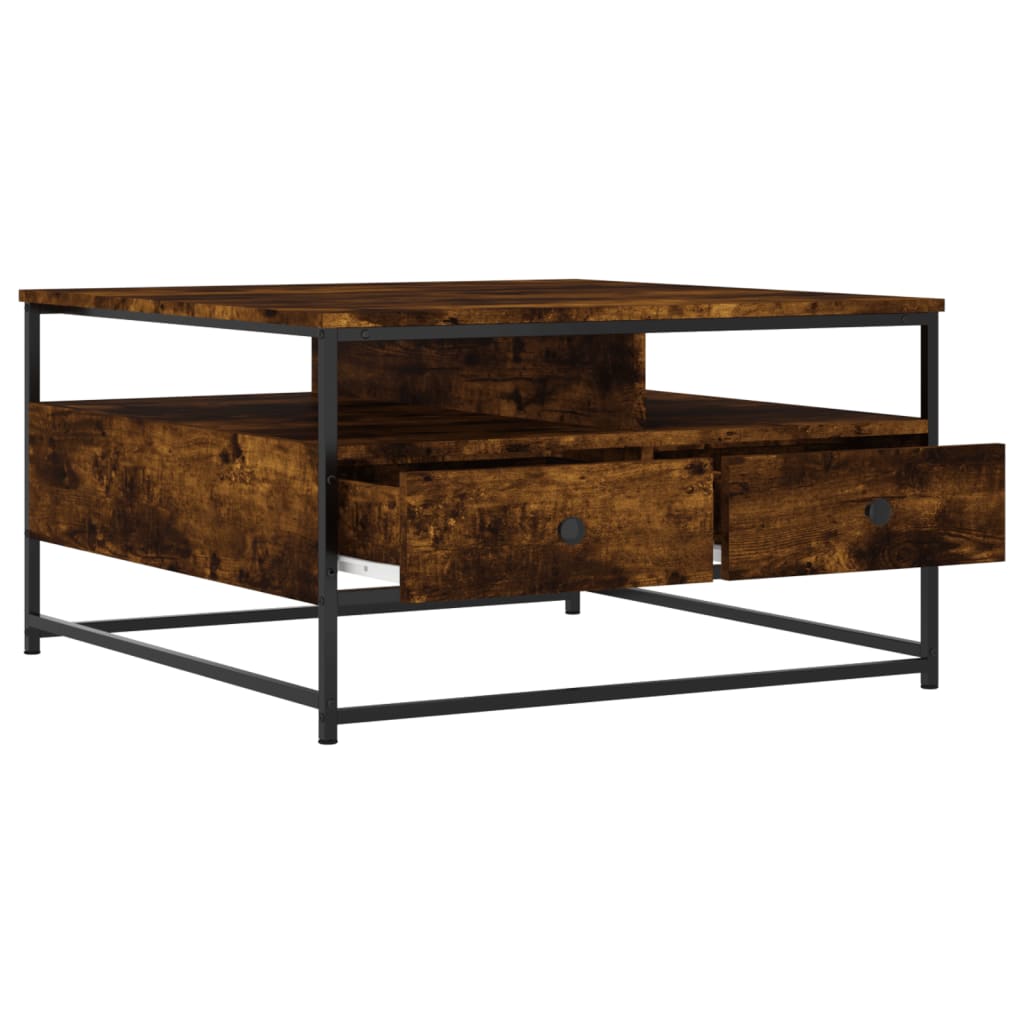 Table basse chêne fumé 80x80x45 cm bois d’ingénierie - Tables basses