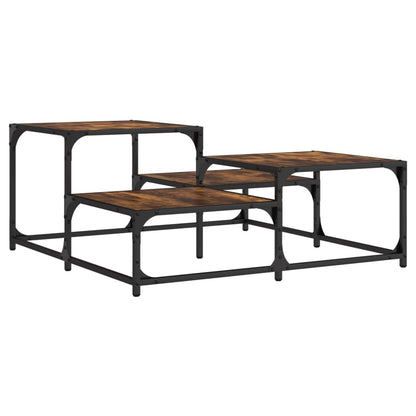 Table basse chêne fumé 87,5x87,5x40cm bois d’ingénierie - Tables basses