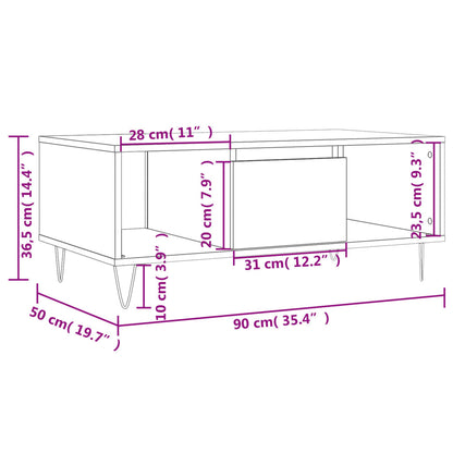 Table basse Chêne fumé 90x50x36,5 cm Bois d’ingénierie - Tables basses