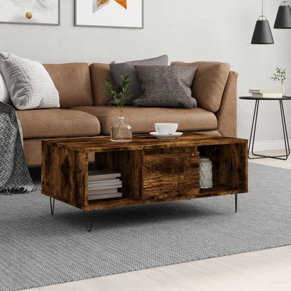 Table basse Chêne fumé 90x50x36,5 cm Bois d’ingénierie - Tables basses