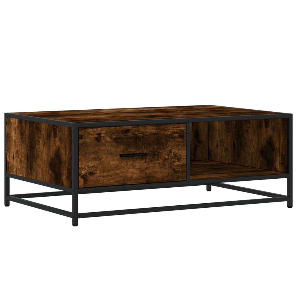 Table basse chêne fumé 90x57x35 cm bois d’ingénierie et métal - Tables basses