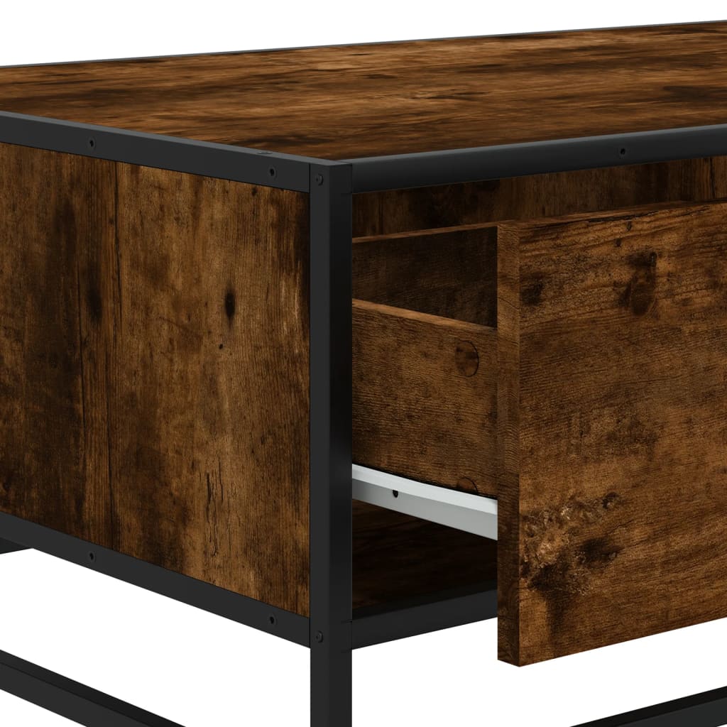 Table basse chêne fumé 90x57x35 cm bois d’ingénierie et métal - Tables basses