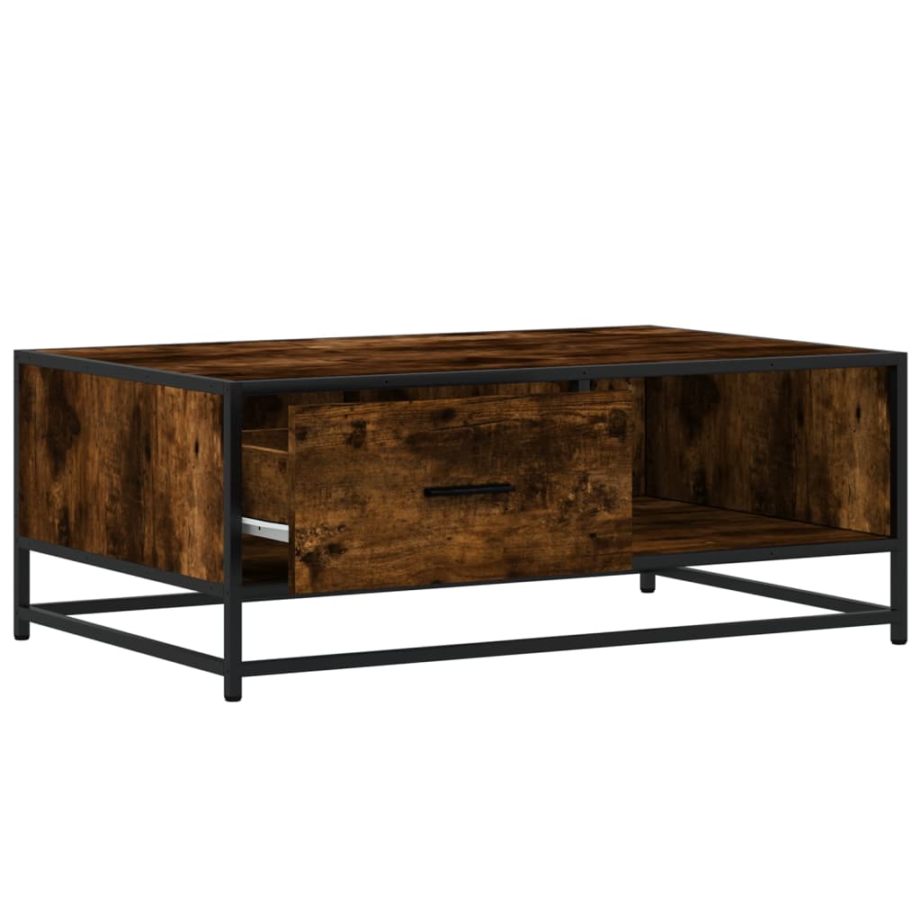 Table basse chêne fumé 90x57x35 cm bois d’ingénierie et métal - Tables basses