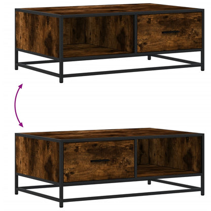 Table basse chêne fumé 90x57x35 cm bois d’ingénierie et métal - Tables basses