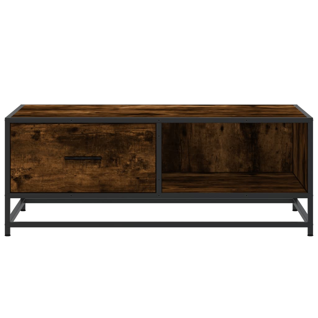 Table basse chêne fumé 90x57x35 cm bois d’ingénierie et métal - Tables basses