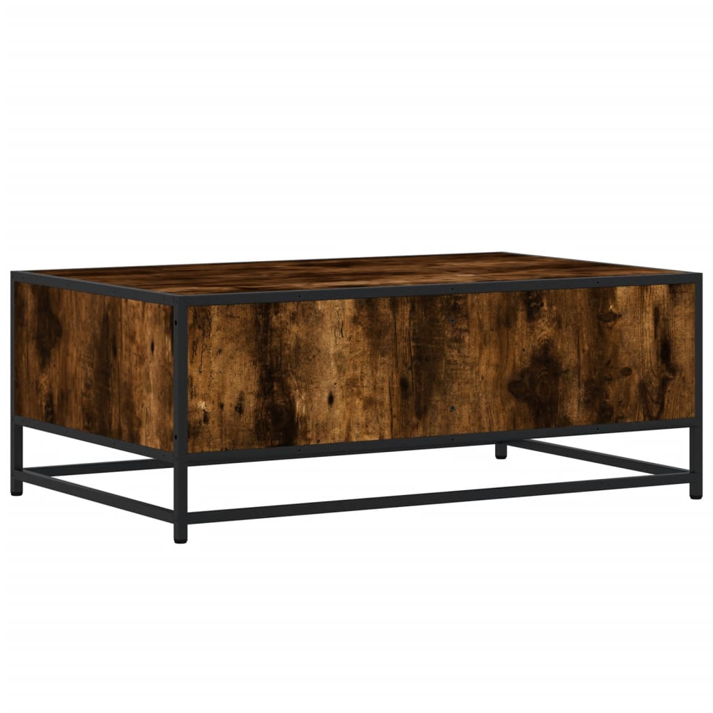 Table basse chêne fumé 90x57x35 cm bois d’ingénierie et métal - Tables basses