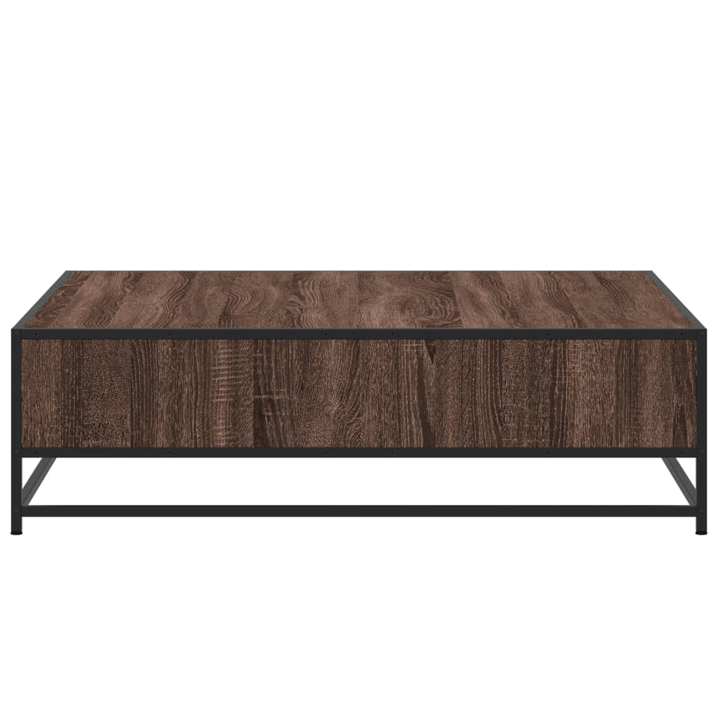 Table basse chêne marron 100x100x30 cm bois d’ingénierie/métal - Tables basses