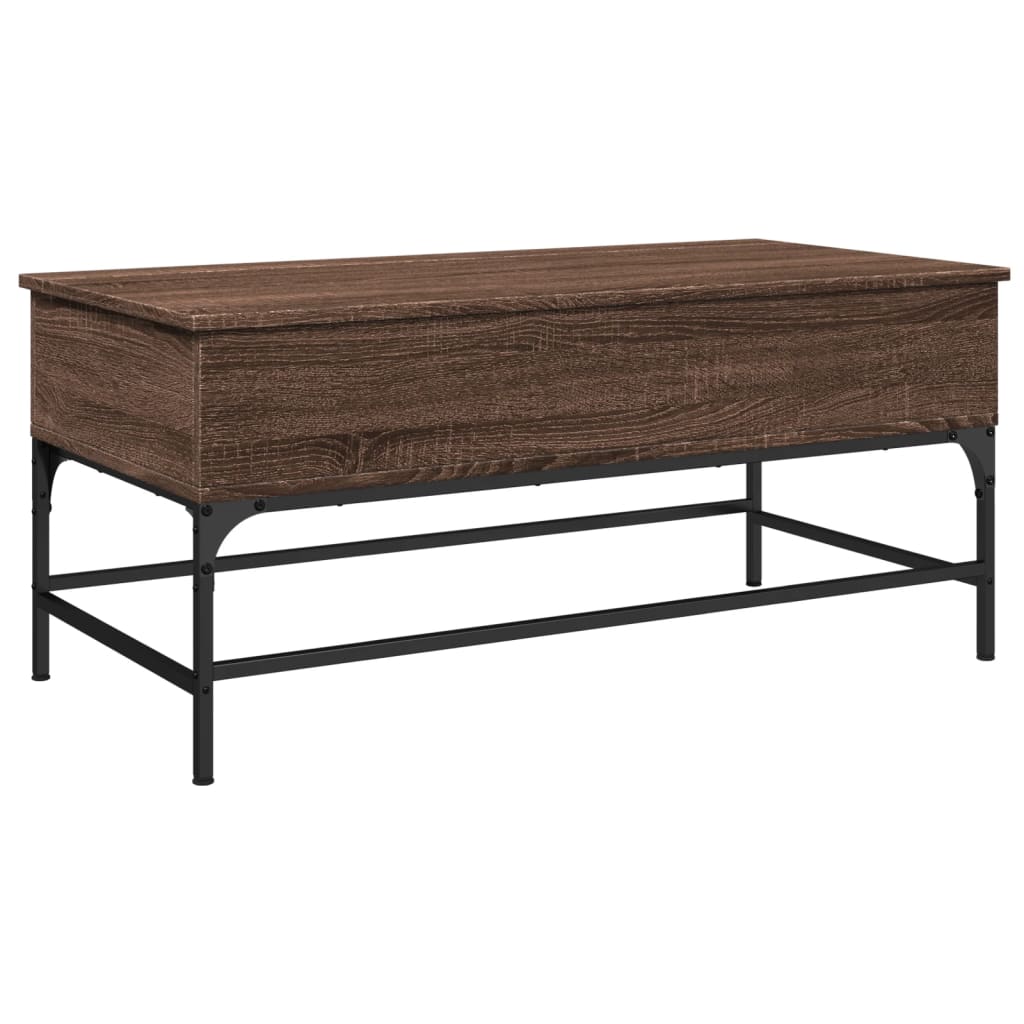 Table basse chêne marron 100x50x45cm bois d’ingénierie et métal - Tables basses